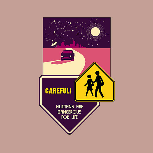 Мужской свитшот Инопланетянин уезжает из города / Пыльно-розовый – фото 3