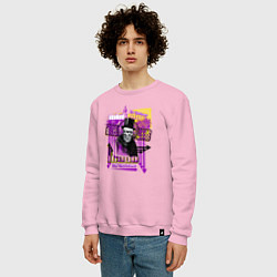 Свитшот хлопковый мужской Скелет на денежной купюре, цвет: светло-розовый — фото 2