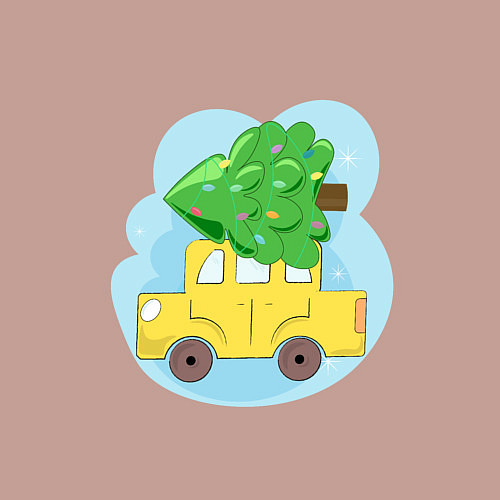 Мужской свитшот Машина с елкой / Пыльно-розовый – фото 3