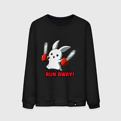 Свитшот хлопковый мужской Rabbit run away, цвет: черный