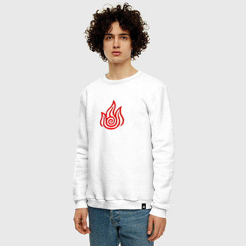 Мужской свитшот Рисованный символ народа огня / Белый – фото 3