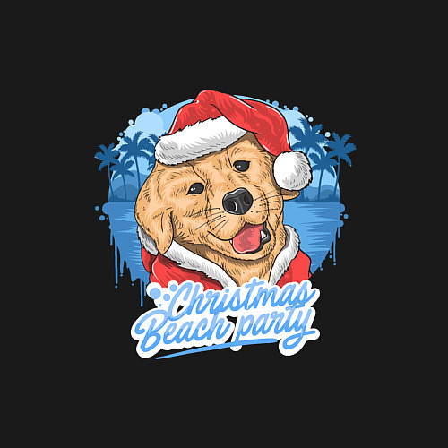 Мужской свитшот Christmas beach party / Черный – фото 3