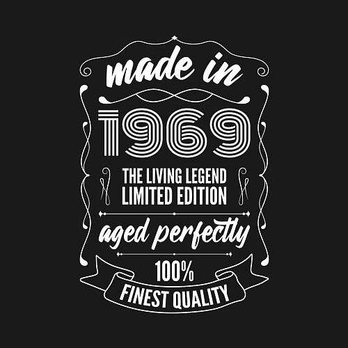 Мужской свитшот Made in 1969 retro old school / Черный – фото 3