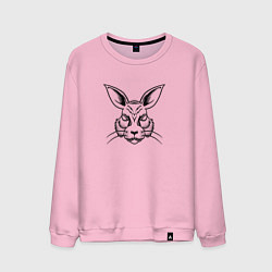 Свитшот хлопковый мужской Кролик черно-белый, цвет: светло-розовый