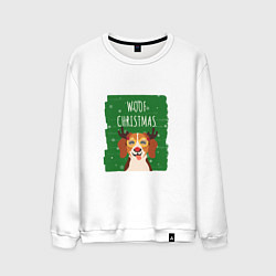 Свитшот хлопковый мужской Woof christmas, цвет: белый
