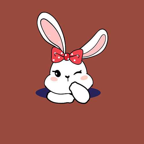 Мужской свитшот Милая зайка с бантиком / Кирпичный – фото 3