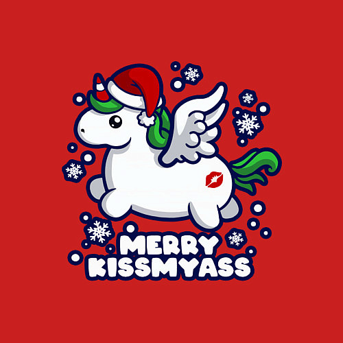 Мужской свитшот Unicorn - merry kiss my ass / Красный – фото 3