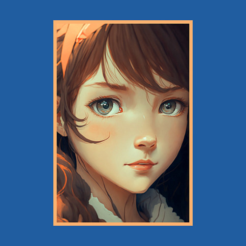 Мужской свитшот Девочка с каштановыми волосами / Синий – фото 3