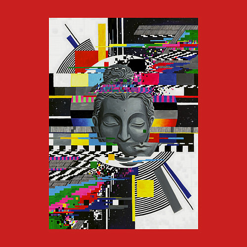 Мужской свитшот Будда телепомехи / Красный – фото 3