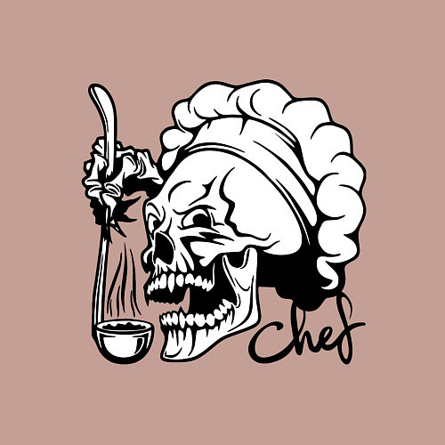 Мужской свитшот Chef skull / Пыльно-розовый – фото 3