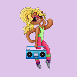 Свитшот хлопковый мужской Яркая Девушка с магнитофоном музыка девяностых, цвет: лаванда — фото 2