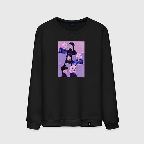 Мужской свитшот Уэнздей и Энид - Wednesday / Черный – фото 1