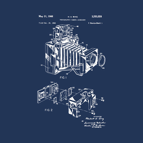 Мужской свитшот Патент винтажной фотокамеры Vintage Camera Patent / Тёмно-синий – фото 3