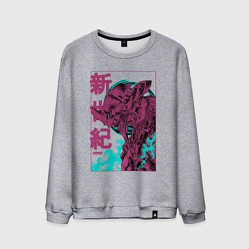 Мужской свитшот Евангелион eva-01 neon genesis / Меланж – фото 1
