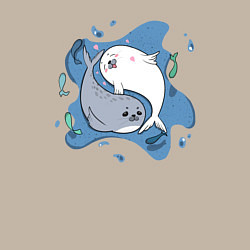 Свитшот хлопковый мужской Пара тюленей, цвет: миндальный — фото 2