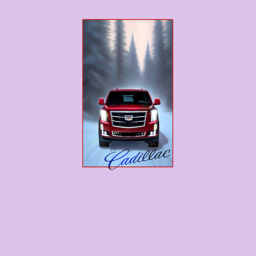 Мужской свитшот Кадиллак на зимней дороге / Лаванда – фото 3