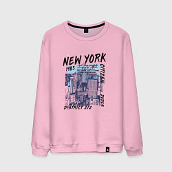 Свитшот хлопковый мужской New York Нью-Йорк, цвет: светло-розовый