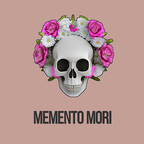 Мужской свитшот Череп с короной из цветов memento mori / Пыльно-розовый – фото 3