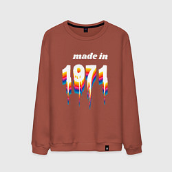 Свитшот хлопковый мужской Made in 1971 liquid art, цвет: кирпичный