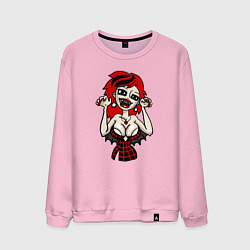 Свитшот хлопковый мужской Вампир девушка, цвет: светло-розовый
