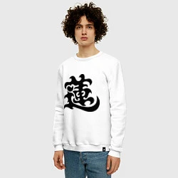 Свитшот хлопковый мужской Японский иероглиф - Лотос, цвет: белый — фото 2