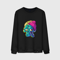 Свитшот хлопковый мужской Яркий черепок, цвет: черный