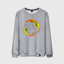 Свитшот хлопковый мужской Милый мультяшный слоник, цвет: меланж
