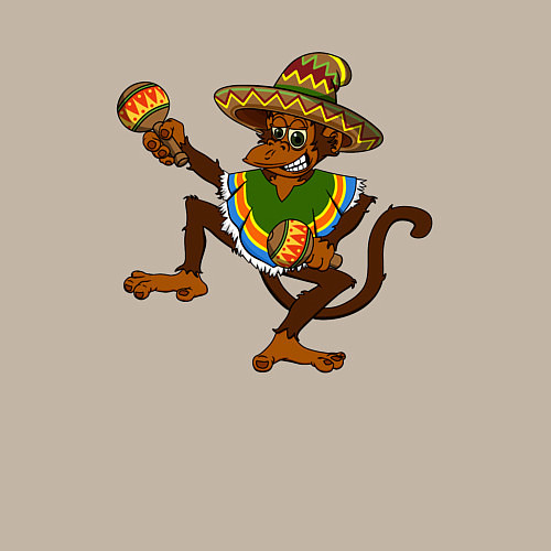 Мужской свитшот Забавная обезьянка в мексиканском стиле / Миндальный – фото 3