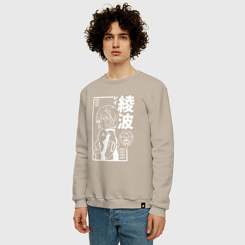 Мужской свитшот Аянами рей из аниме евангелион / Миндальный – фото 3