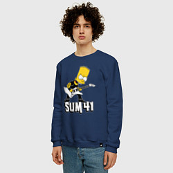 Свитшот хлопковый мужской Sum41 Барт Симпсон рокер, цвет: тёмно-синий — фото 2
