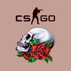 Свитшот хлопковый мужской Контра и череп с розами, цвет: пыльно-розовый — фото 2