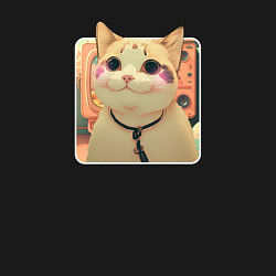 Свитшот хлопковый мужской Cat smiling meme art, цвет: черный — фото 2