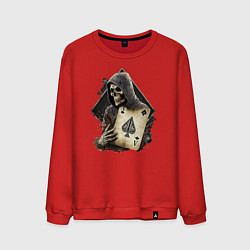 Свитшот хлопковый мужской Скелет с картой, цвет: красный