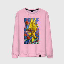 Свитшот хлопковый мужской New Bart Simpson - нейросеть - future, цвет: светло-розовый
