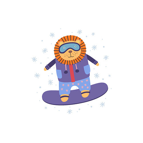 Мужской свитшот Лев-сноубордист / Белый – фото 3