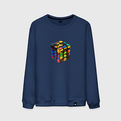 Свитшот хлопковый мужской Кубик-рубик, цвет: тёмно-синий
