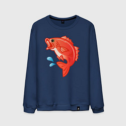 Свитшот хлопковый мужской Красный лещ морской, цвет: тёмно-синий