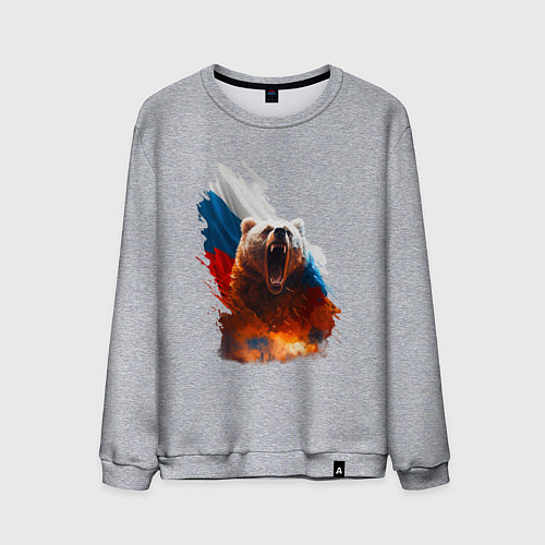 Мужской свитшот Злой русский медведь / Меланж – фото 1