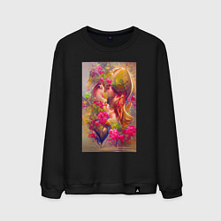 Свитшот хлопковый мужской День святого Валентина - нейросеть - абстракция, цвет: черный