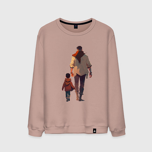 Мужской свитшот Отец вместе с сыном / Пыльно-розовый – фото 1