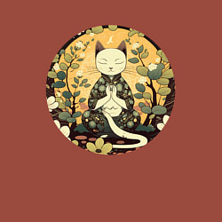 Свитшот хлопковый мужской Медитирующий котик, цвет: кирпичный — фото 2