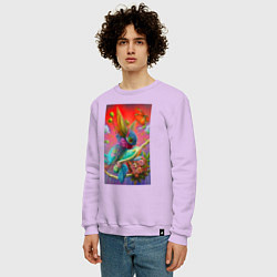 Свитшот хлопковый мужской Цветочная фантазия - нейросеть, цвет: лаванда — фото 2