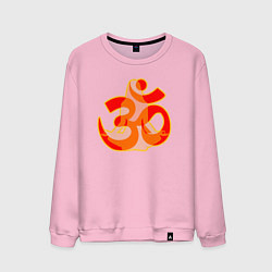 Свитшот хлопковый мужской Символ ОМ с девушкой в позе медитации, цвет: светло-розовый