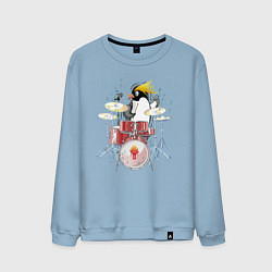 Свитшот хлопковый мужской Пингвин- барабанщик, цвет: мягкое небо