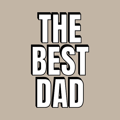 Мужской свитшот The best dad белая надпись с тенью / Миндальный – фото 3