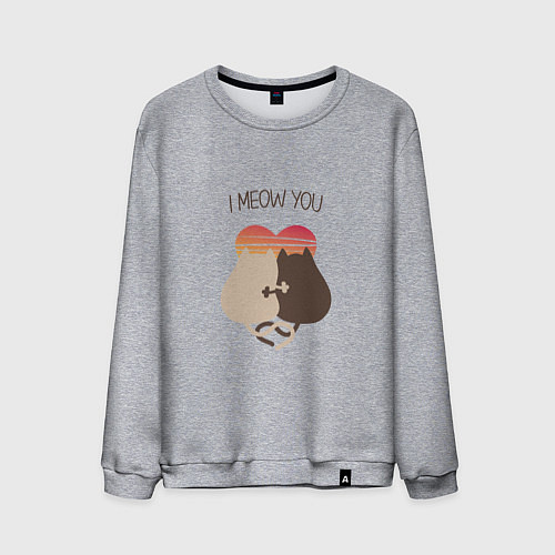 Мужской свитшот Коты на закате / Меланж – фото 1