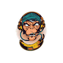 Свитшот хлопковый мужской Обезьяна в наушниках, цвет: белый — фото 2