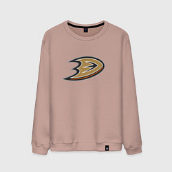 Свитшот хлопковый мужской Анахайм Дакс логотип, цвет: пыльно-розовый
