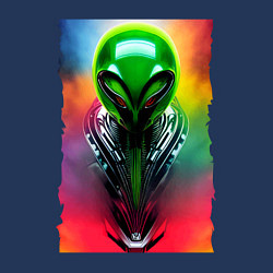 Свитшот хлопковый мужской Alien - neural network - art - neon glow, цвет: тёмно-синий — фото 2