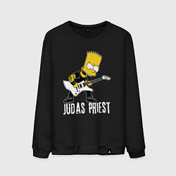 Свитшот хлопковый мужской Judas Priest Барт Симпсон рокер, цвет: черный